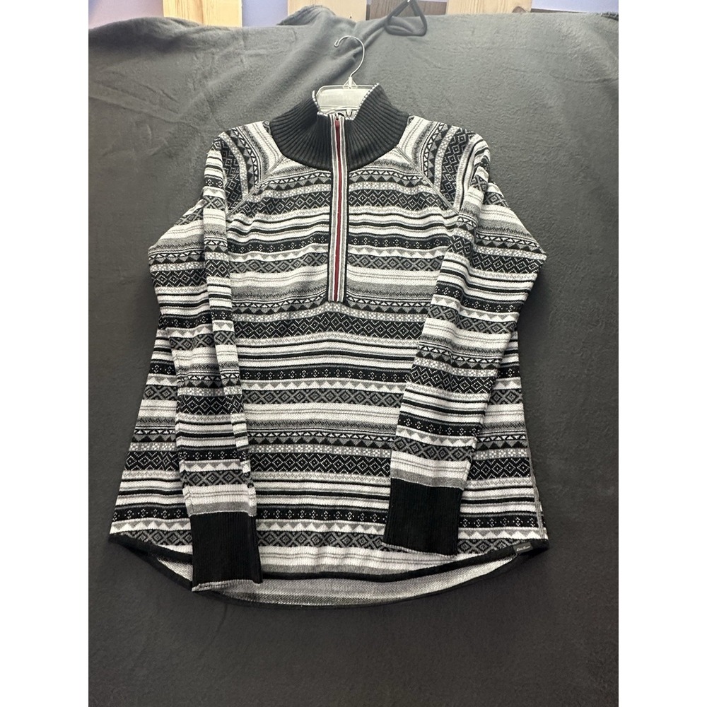 Eddie Bauer Fair Isle Sweater 1/4 Zip Rayon Blend